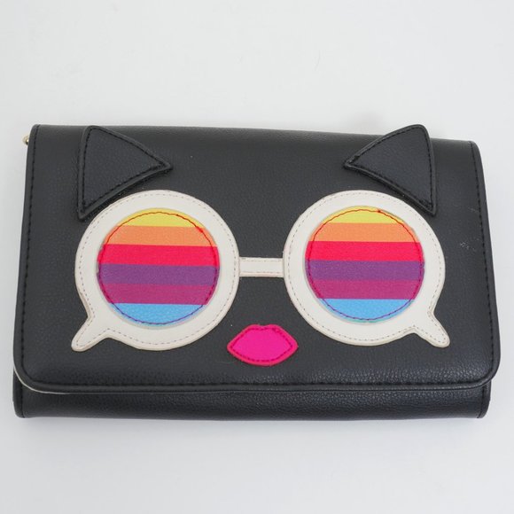 Betsey Johnson Handbags - Luv Betsey Black Rainbow Sunglasses with Cat Ears Design Wallet/Clutch Crossbody